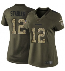 Women's Nike Oakland Raiders #12 Kenny Stabler Elite Green Salute to Service NFL Jersey