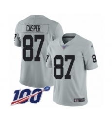 Men's Oakland Raiders #87 Dave Casper Limited Silver Inverted Legend 100th Season Football Jersey