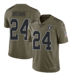 Men's Nike Oakland Raiders #24 Willie Brown Limited Olive 2017 Salute to Service NFL Jersey