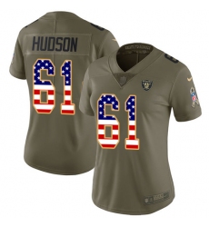 Women's Nike Oakland Raiders #61 Rodney Hudson Limited Olive/USA Flag 2017 Salute to Service NFL Jersey