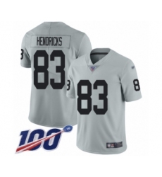 Youth Oakland Raiders #83 Ted Hendricks Limited Silver Inverted Legend 100th Season Football Jersey