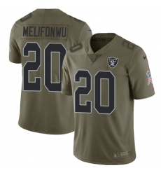 Youth Nike Oakland Raiders #20 Obi Melifonwu Limited Olive 2017 Salute to Service NFL Jersey