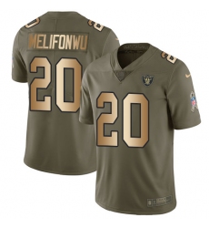 Youth Nike Oakland Raiders #20 Obi Melifonwu Limited Olive/Gold 2017 Salute to Service NFL Jersey