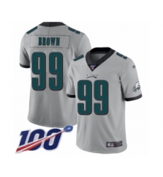 Men's Philadelphia Eagles #99 Jerome Brown Limited Silver Inverted Legend 100th Season Football Jersey