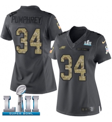 Women's Nike Philadelphia Eagles #34 Donnel Pumphrey Limited Black 2016 Salute to Service Super Bowl LII NFL Jersey