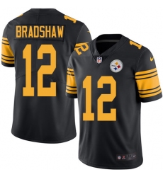 Men's Nike Pittsburgh Steelers #12 Terry Bradshaw Limited Black Rush Vapor Untouchable NFL Jersey
