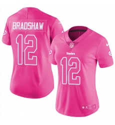 Women's Nike Pittsburgh Steelers #12 Terry Bradshaw Limited Pink Rush Fashion NFL Jersey