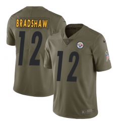 Youth Nike Pittsburgh Steelers #12 Terry Bradshaw Limited Olive 2017 Salute to Service NFL Jersey