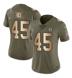 Women's Nike Pittsburgh Steelers #45 Roosevelt Nix Limited Olive/Gold 2017 Salute to Service NFL Jersey