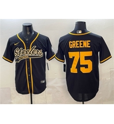 Men's Pittsburgh Steelers #75 Joe Greene Black With Cool Base Stitched Baseball Jersey