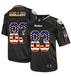 Men's Nike Pittsburgh Steelers #83 Heath Miller Elite Black USA Flag Fashion NFL Jersey