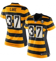 Women's Nike Pittsburgh Steelers #37 Carnell Lake Limited Yellow/Black Alternate 80TH Anniversary Throwback NFL Jersey