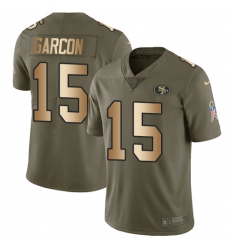 Men's Nike San Francisco 49ers #15 Pierre Garcon Limited Olive/Gold 2017 Salute to Service NFL Jersey
