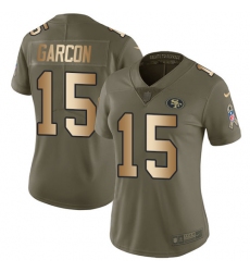 Women's Nike San Francisco 49ers #15 Pierre Garcon Limited Olive/Gold 2017 Salute to Service NFL Jersey