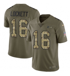 Youth Nike Seattle Seahawks #16 Tyler Lockett Limited Olive/Camo 2017 Salute to Service NFL Jersey