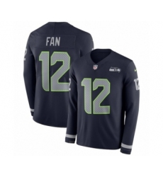 Men's Nike Seattle Seahawks 12th Fan Limited Navy Blue Therma Long Sleeve NFL Jersey