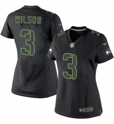 Women's Nike Seattle Seahawks #3 Russell Wilson Limited Black Impact NFL Jersey