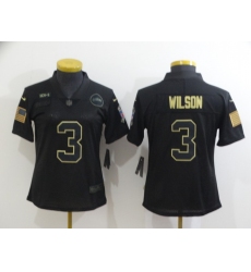 Women's Seattle Seahawks #3 Russell Wilson Black Nike 2020 Salute To Service Limited Jersey