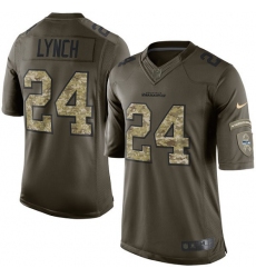 Youth Nike Seattle Seahawks #24 Marshawn Lynch Elite Green Salute to Service NFL Jersey