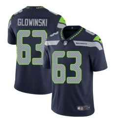 Men's Nike Seattle Seahawks #63 Mark Glowinski Steel Blue Team Color Vapor Untouchable Limited Player NFL Jersey