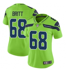 Women's Nike Seattle Seahawks #68 Justin Britt Limited Green Rush Vapor Untouchable NFL Jersey
