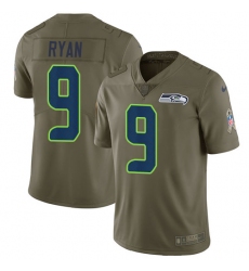 Men's Nike Seattle Seahawks #9 Jon Ryan Limited Olive 2017 Salute to Service NFL Jersey