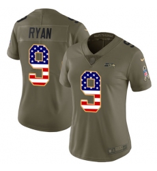 Women's Nike Seattle Seahawks #9 Jon Ryan Limited Olive/USA Flag 2017 Salute to Service NFL Jersey