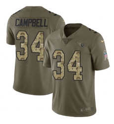 Men's Nike Tennessee Titans #34 Earl Campbell Limited Olive/Camo 2017 Salute to Service NFL Jersey
