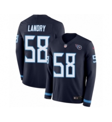Men's Nike Tennessee Titans #77 Taylor Lewan Limited Navy Blue Therma Long Sleeve NFL Jersey