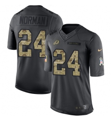 Men's Nike Washington Redskins #24 Josh Norman Limited Black 2016 Salute to Service NFL Jersey