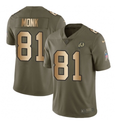 Youth Nike Washington Redskins #81 Art Monk Limited Olive/Gold 2017 Salute to Service NFL Jersey
