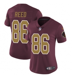 Women's Nike Washington Redskins #86 Jordan Reed Burgundy Red/Gold Number Alternate 80TH Anniversary Vapor Untouchable Limited Player NFL Jersey