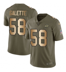 Youth Nike Washington Redskins #58 Junior Galette Limited Olive/Gold 2017 Salute to Service NFL Jersey