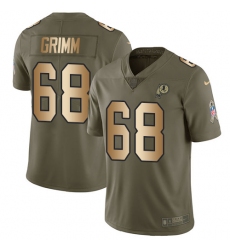 Youth Nike Washington Redskins #68 Russ Grimm Limited Olive/Gold 2017 Salute to Service NFL Jersey