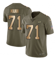 Youth Nike Washington Redskins #71 Charles Mann Limited Olive/Gold 2017 Salute to Service NFL Jersey