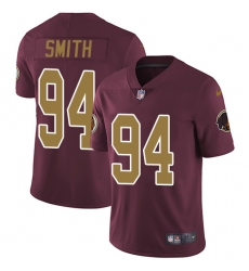 Men's Nike Washington Redskins #94 Preston Smith Burgundy Red/Gold Number Alternate 80TH Anniversary Vapor Untouchable Limited Player NFL Jersey