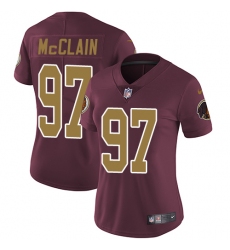 Women's Nike Washington Redskins #97 Terrell McClain Burgundy Red/Gold Number Alternate 80TH Anniversary Vapor Untouchable Limited Player NFL Jersey