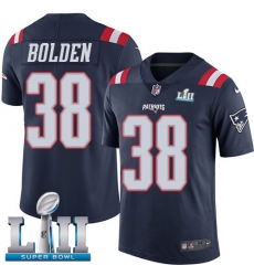 Youth Nike New England Patriots #38 Brandon Bolden Limited Navy Blue Rush Vapor Untouchable Super Bowl LII NFL Jersey
