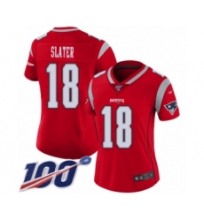Women's New England Patriots #18 Matthew Slater Limited Red Inverted Legend 100th Season Football Jersey