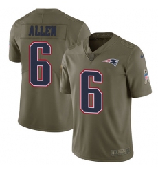 Men's Nike New England Patriots #6 Ryan Allen Limited Olive 2017 Salute to Service NFL Jersey
