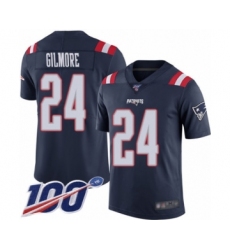 Men's New England Patriots #24 Stephon Gilmore Limited Navy Blue Rush Vapor Untouchable 100th Season Football Jersey