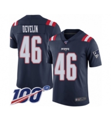 Men's New England Patriots #46 James Develin Limited Navy Blue Rush Vapor Untouchable 100th Season Football Jersey