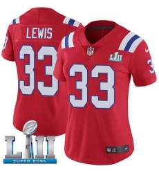 Women's Nike New England Patriots #33 Dion Lewis Red Alternate Vapor Untouchable Limited Player Super Bowl LII NFL Jersey