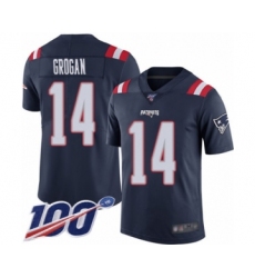 Men's New England Patriots #14 Steve Grogan Limited Navy Blue Rush Vapor Untouchable 100th Season Football Jersey