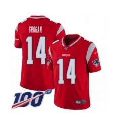 Men's New England Patriots #14 Steve Grogan Limited Red Inverted Legend 100th Season Football Jersey