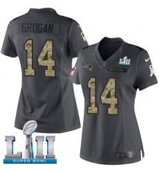 Women's Nike New England Patriots #14 Steve Grogan Limited Black 2016 Salute to Service Super Bowl LII NFL Jersey