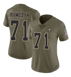 Women's Nike New Orleans Saints #71 Ryan Ramczyk Limited Olive 2017 Salute to Service NFL Jersey