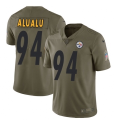 Youth Nike Pittsburgh Steelers #94 Tyson Alualu Limited Olive 2017 Salute to Service NFL Jersey