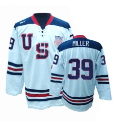Men's Nike Team USA #39 Ryan Miller Premier White 1960 Throwback Olympic Hockey Jersey