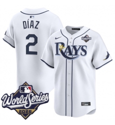 Men's Tampa Bay Rays #2 Yandy Díaz White 2026 World Series Home Limited Stitched Baseball Jersey